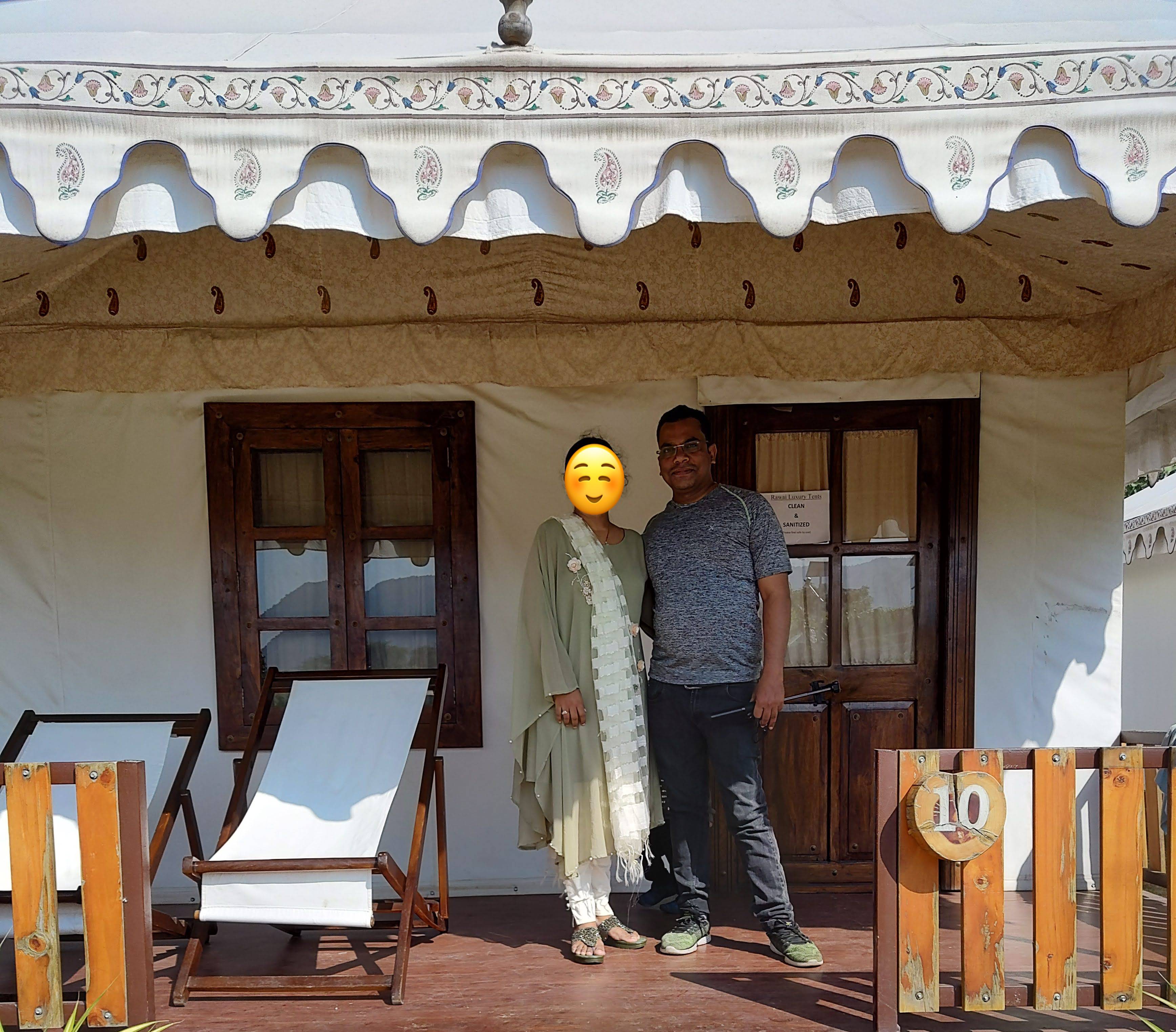 Wasim and family at their tent at Rawai Luxury Tents, Pushkar